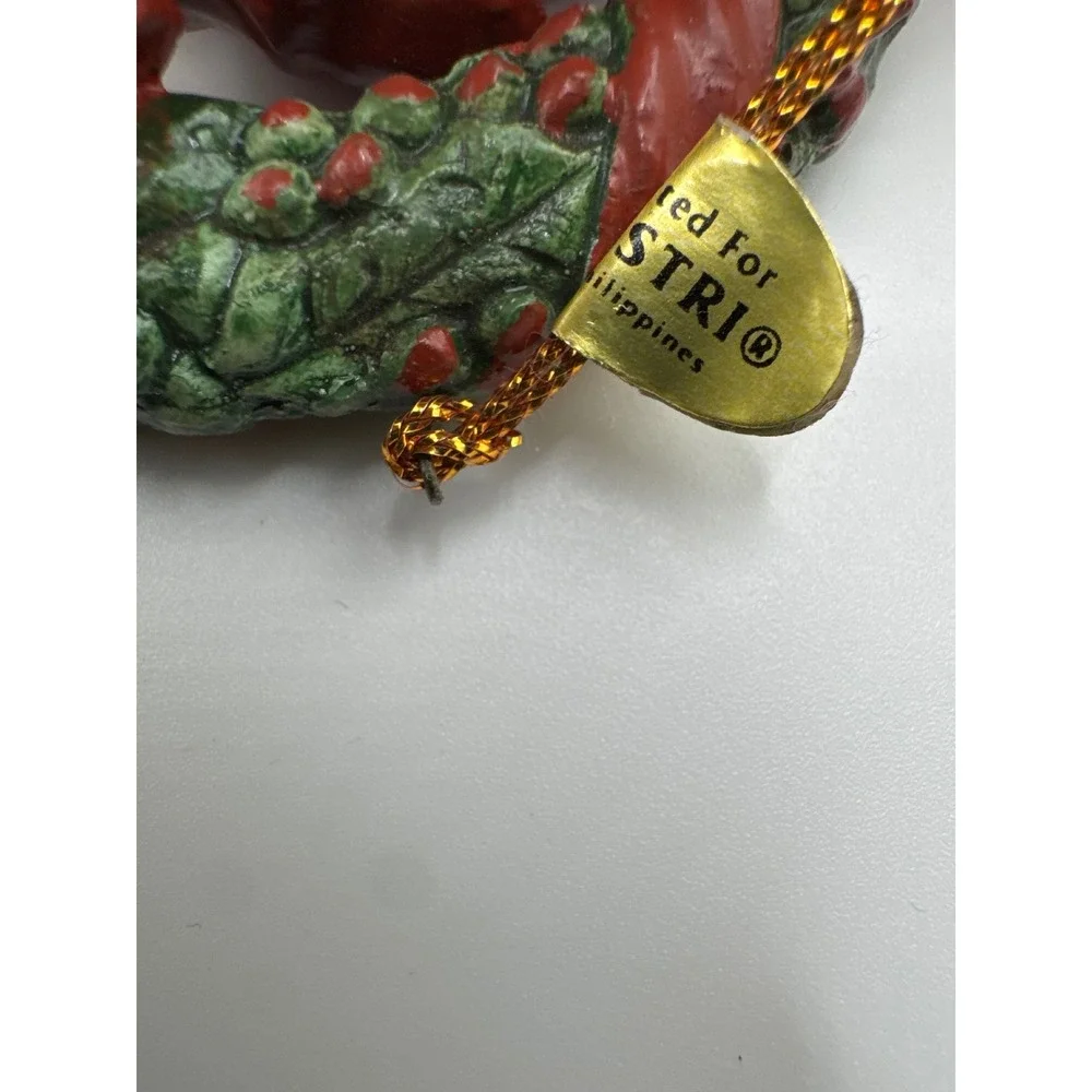 Silvestri Handcrafted Santa Wreath Christmas Ornaments Set of 4 Red Green Gold